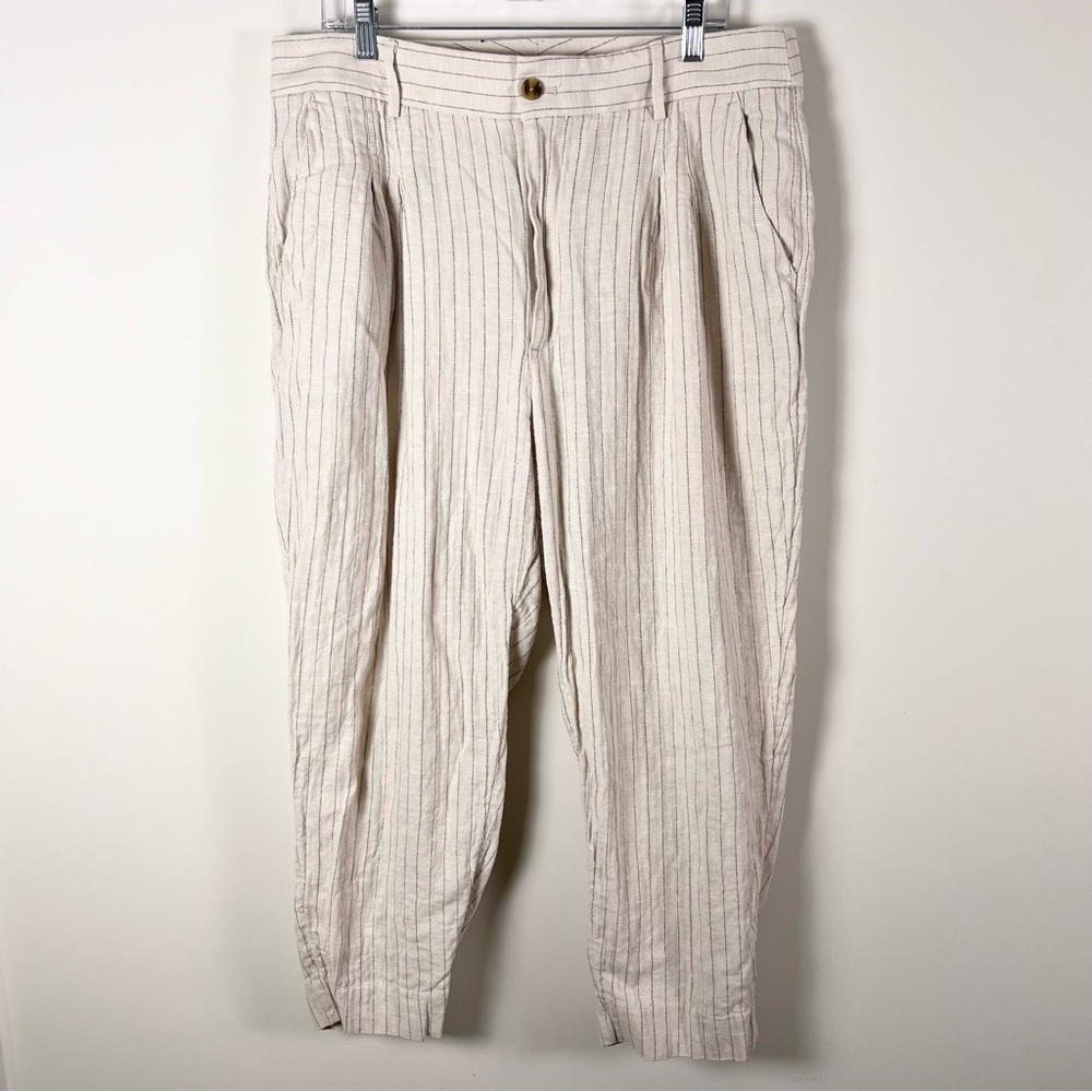 Banana Republic Womens Linen Blend Pants Size 16 Neutral Lightweight Tailored